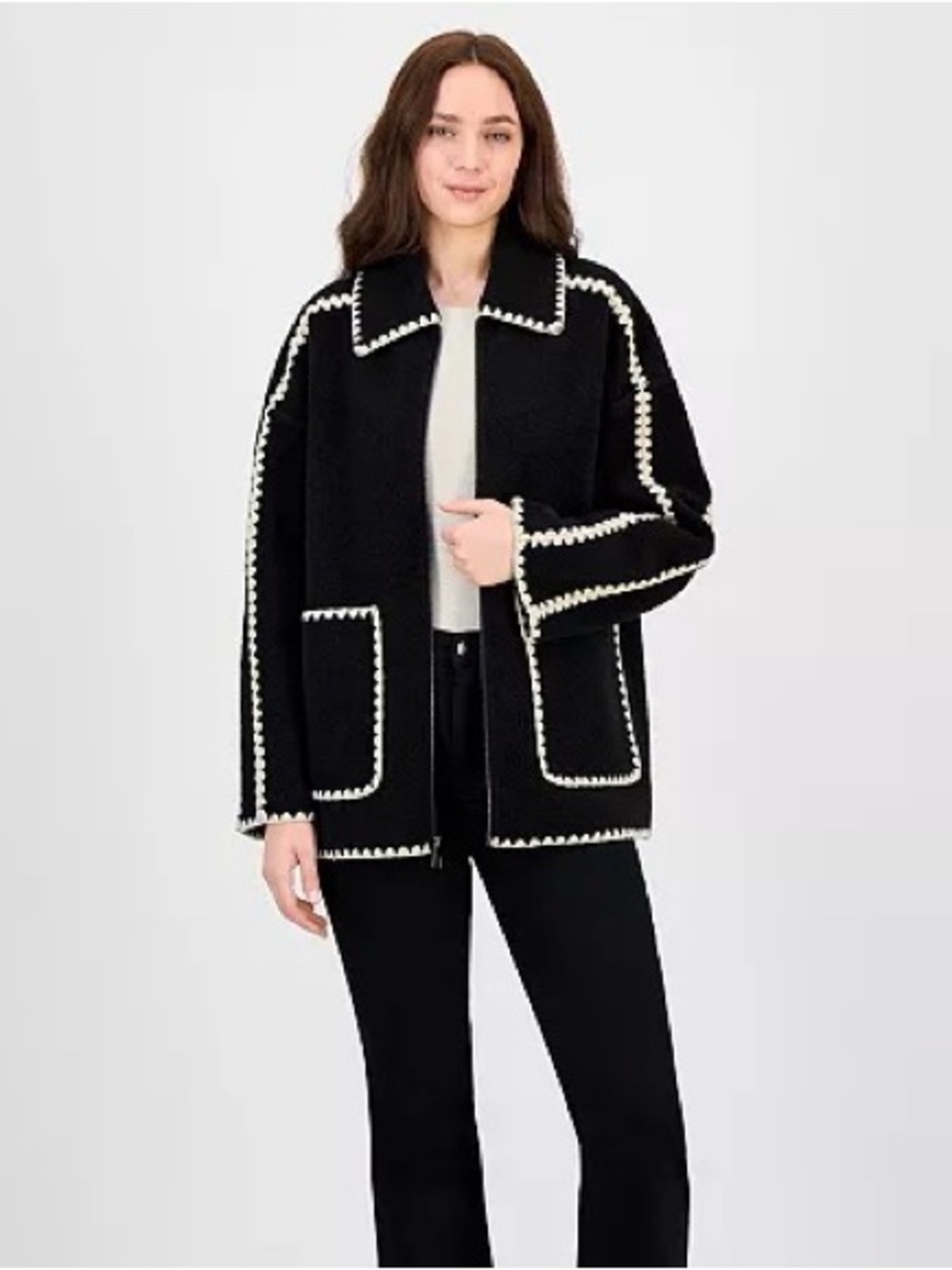BCBGMAXAZRIA Short Collared Zip Coat